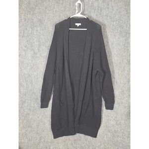 BP Black Ribbed Longline Cardigan Sweater Pockets Cozy Oversized Sz 3X Office